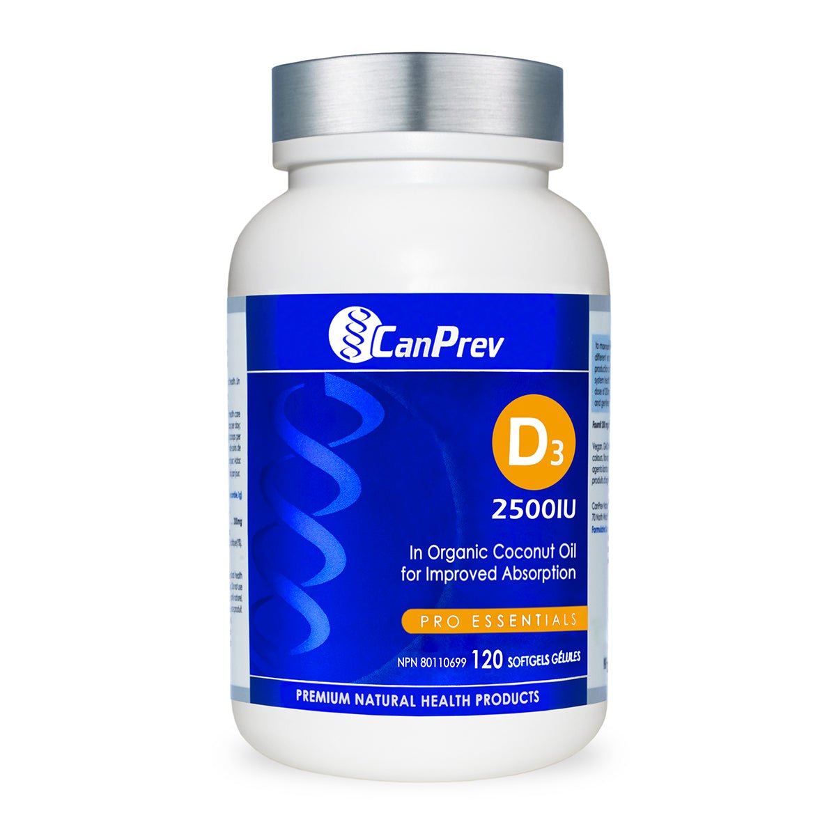 Product photo from eNatural Shopify for CanPrev D3 2500IU – MCT Base – 120 Softgels