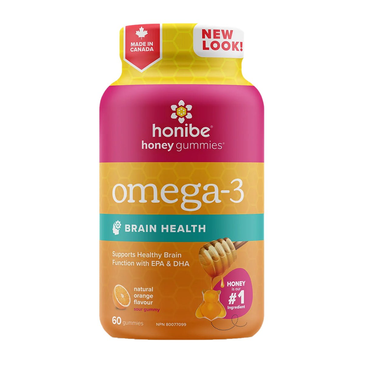 Product photo from eNatural Shopify for Honibe Omega 3 60 Gummies