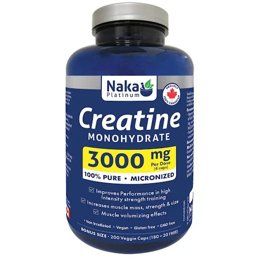 Product photo from eNatural Shopify for Naka Creatine Monohydrate 3000mg – 200 Veggie Capsules