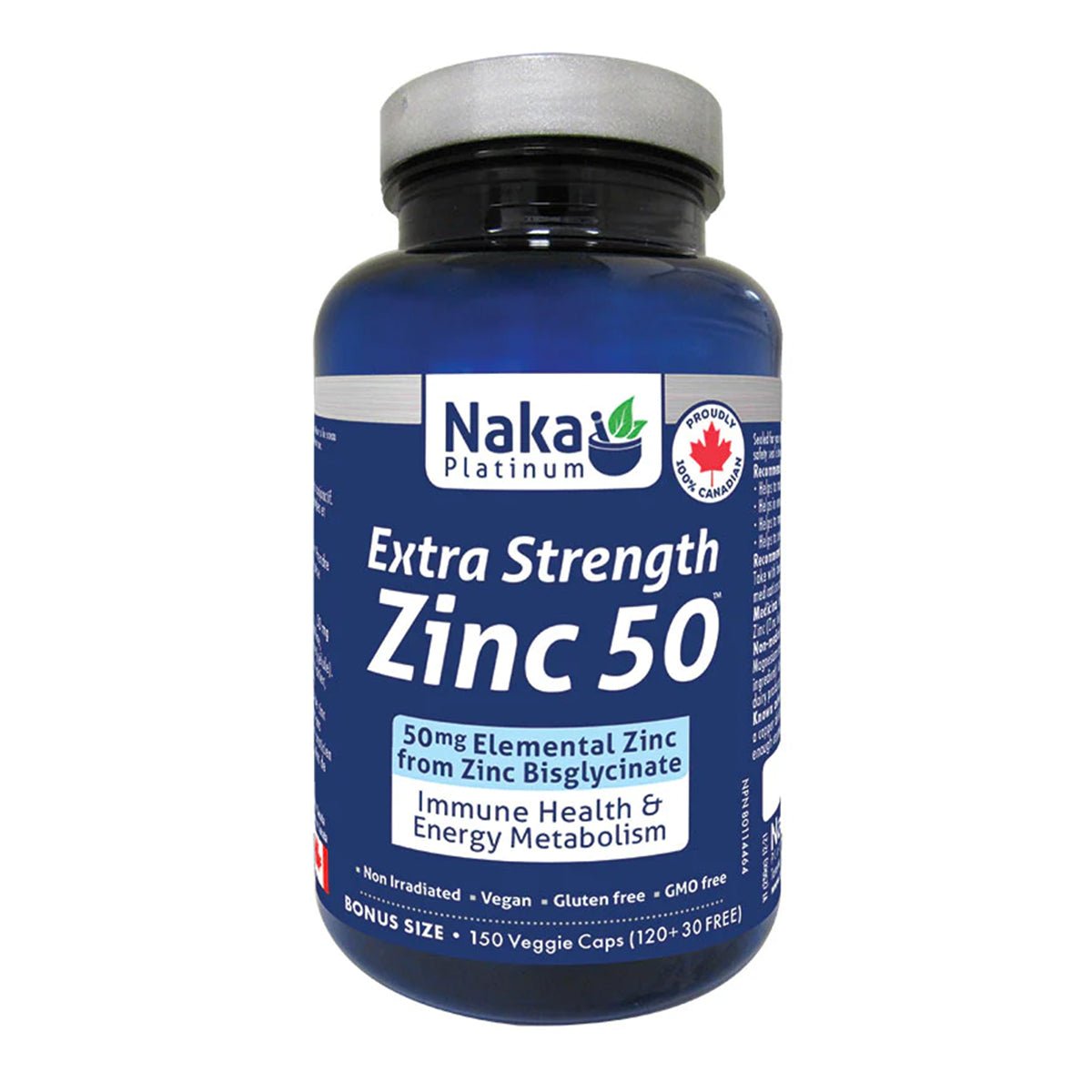 Product photo from eNatural Shopify for Naka Platinum EXTRA STRENGTH ZINC 50, 150 Vcaps