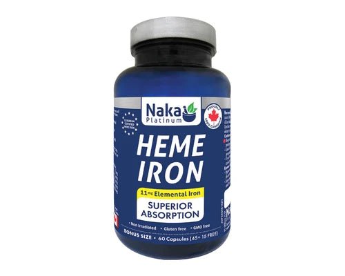 Product photo from eNatural Shopify for Naka Platinum Heme Iron 60 Capsules