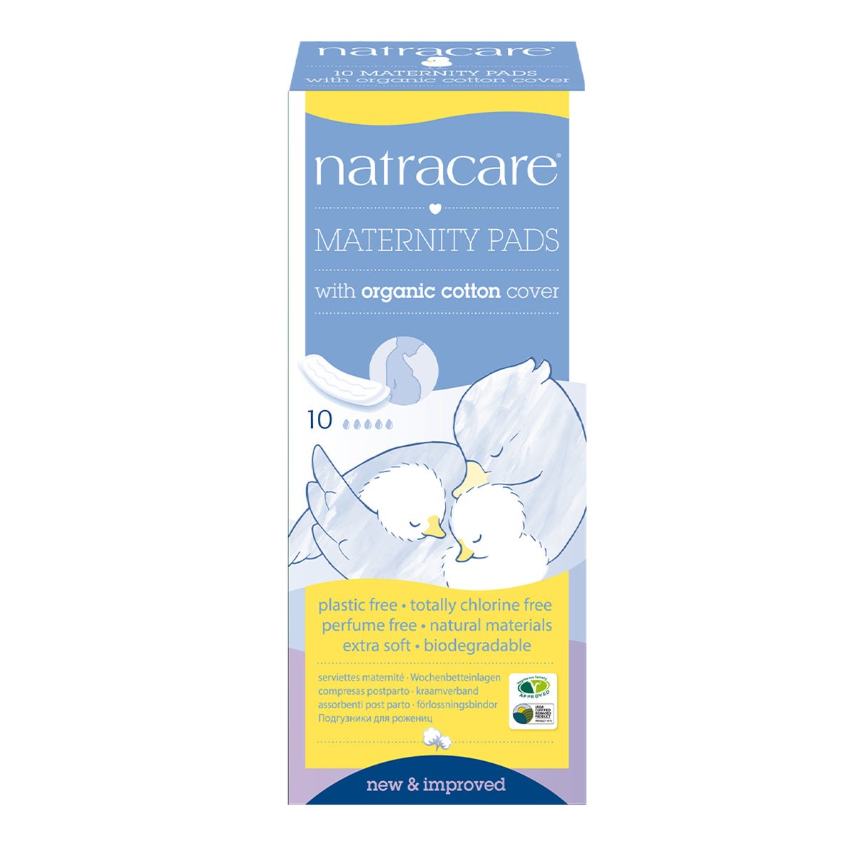 Product photo from eNatural Shopify for NatraCare Organic Cotton Cover Maternity Pads 10 Pads