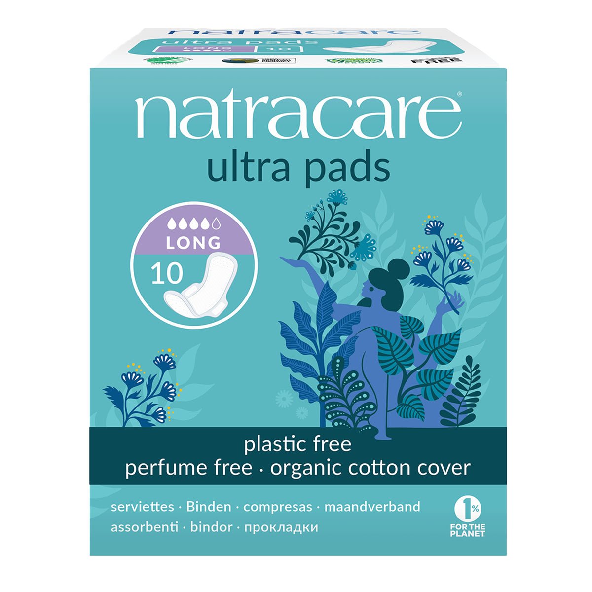 Product photo from eNatural Shopify for Natracare Organic Ultra Pads Long 10 Pads