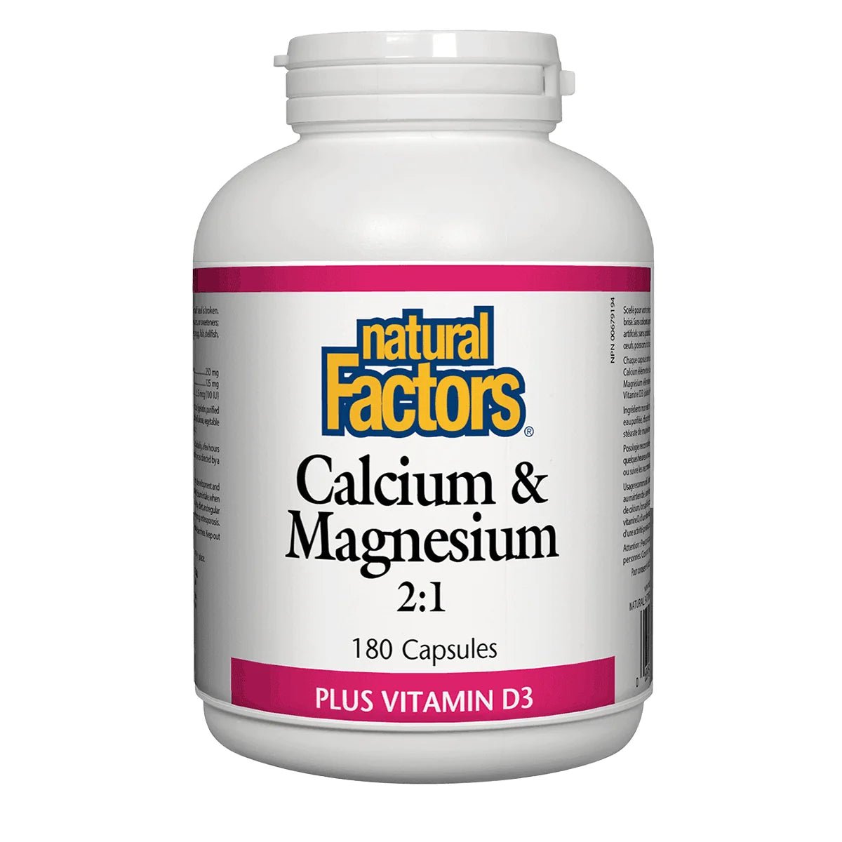 Product photo from eNatural Shopify for Natural Factors Cal-Mag 2:1 Plus D3 180 Capsules