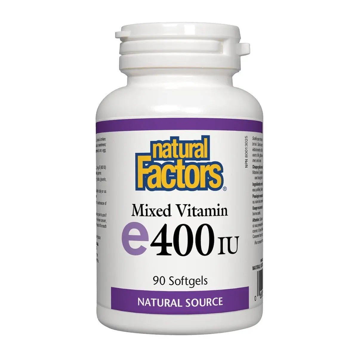 Product photo from eNatural Shopify for Natural Factors Mixed Vitamin E 400 IU – 90 Softgels