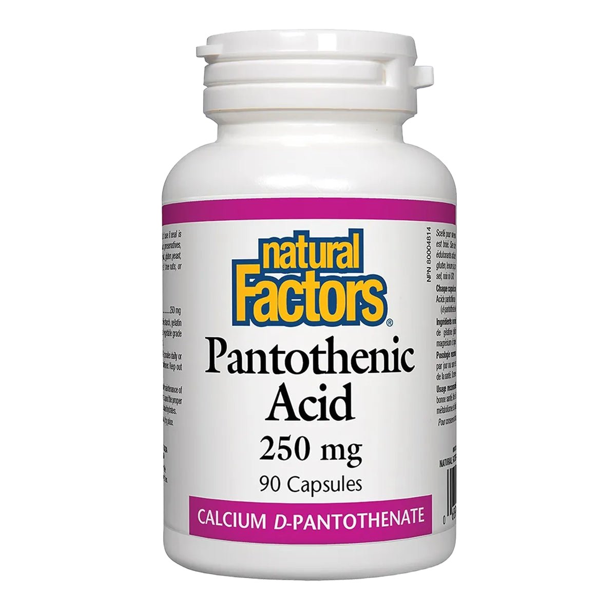 Product photo from eNatural Shopify for Natural Factors Pantothenic Acid – 90 Capsules