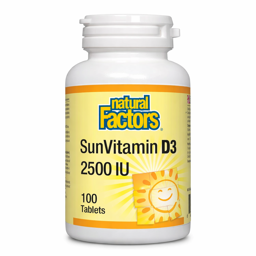 Product photo from eNatural Shopify for Natural Factors SunVitamin D3 2500 IU (Tablets) – 100 Tablets