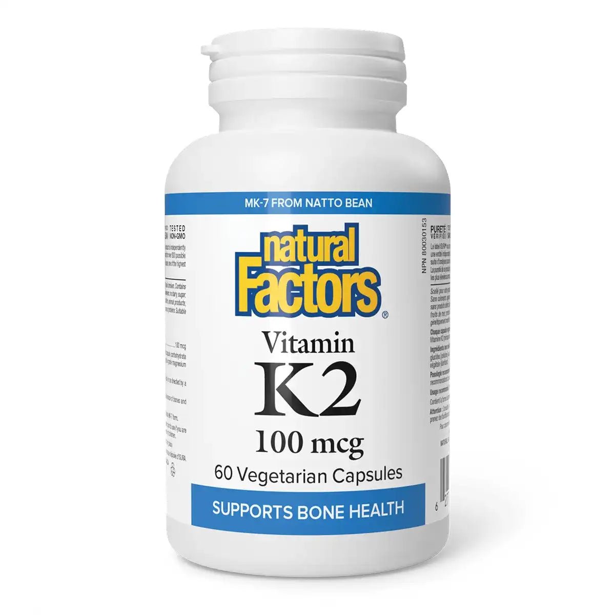 Product photo from eNatural Shopify for Natural Factors Vitamin K2 100 mcg (60 Capsules)