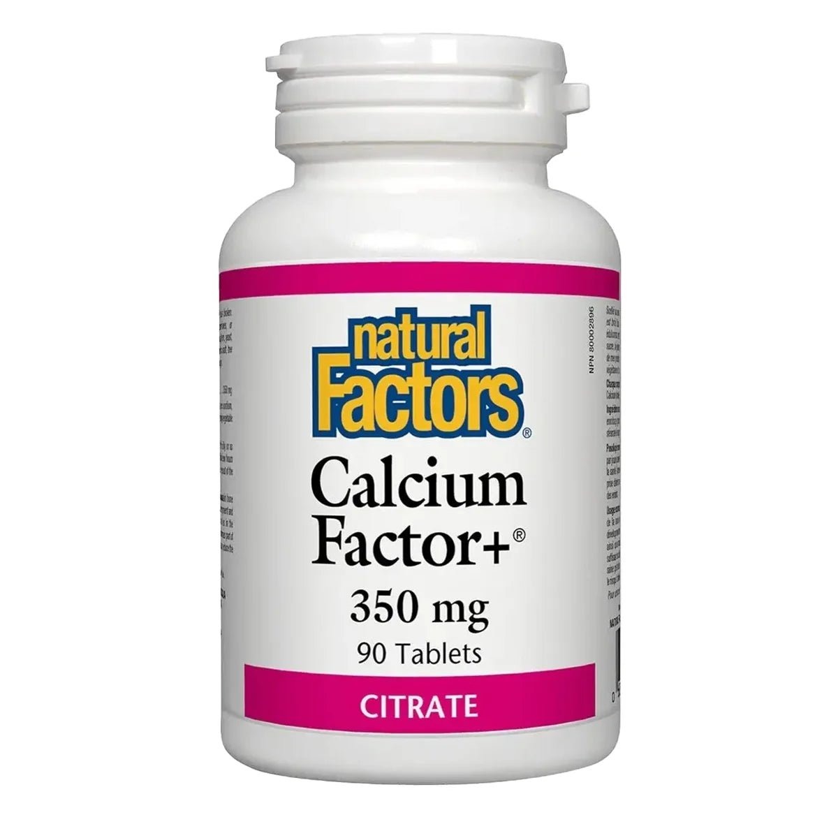 Product photo from eNatural Shopify for Natural Factors – Calcium Factor+ Citrate 350 mg 90 Tablets