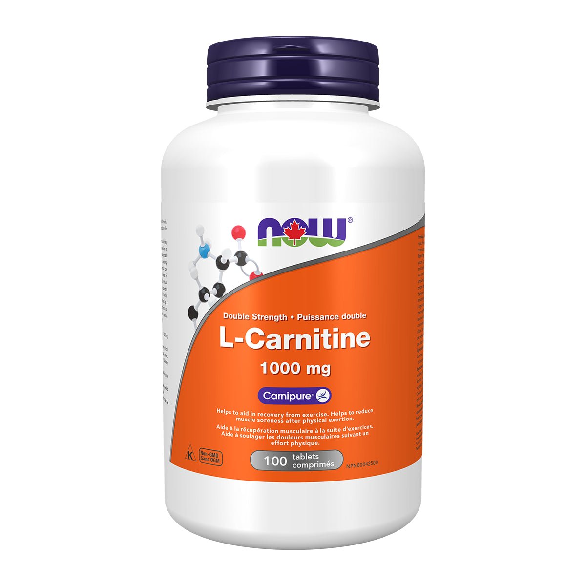 Product photo from eNatural Shopify for NOW L-Carnitine 1000 mg 100 Tablets