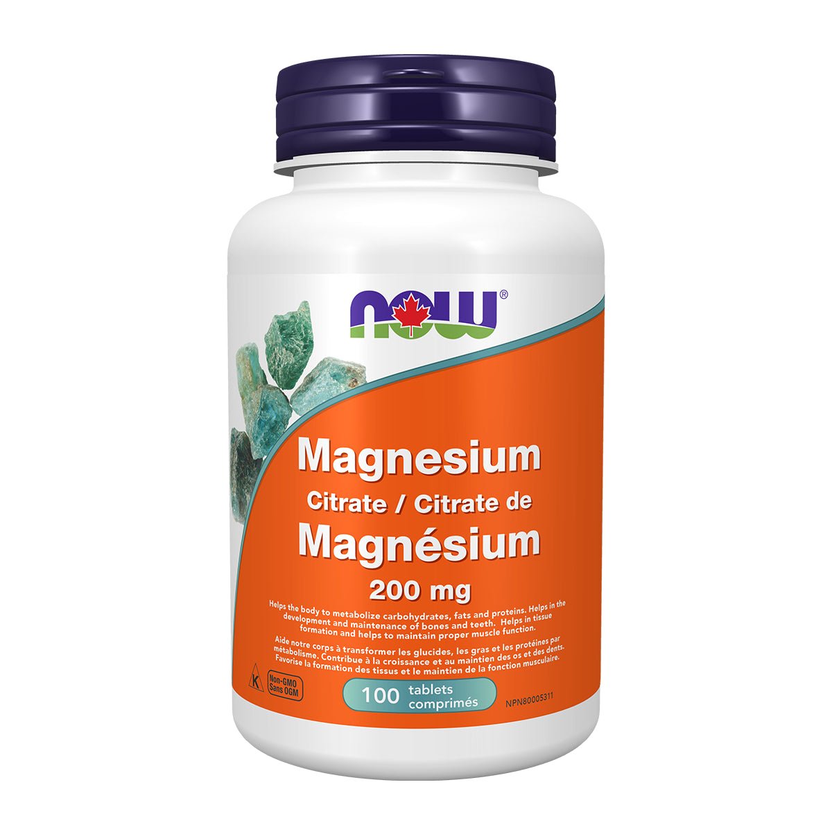 Product photo from eNatural Shopify for NOW Magnesium Citrate 200mg 100 Tablets