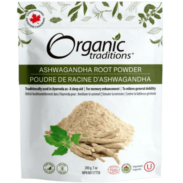 Product photo from eNatural Shopify for Organic Traditions Ashwagandha Root Powder 200g