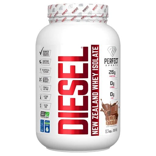 Product photo from eNatural Shopify for Perfect Sports DIESEL New Zealand Whey Isolate - Milk Chocolate 2lb