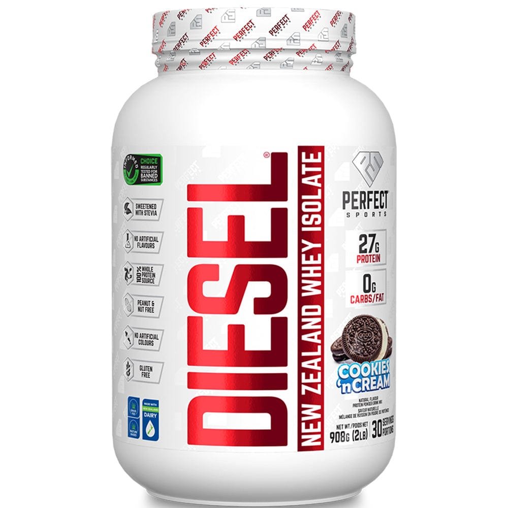 Product photo from eNatural Shopify for Perfect Sports Diesel New Zealand Whey Protein Isolate Cookies And Cream 2lb