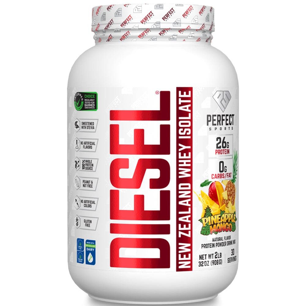Product photo from eNatural Shopify for Perfect Sports Diesel New Zealand Whey Protein Isolate Pineapple 2lb
