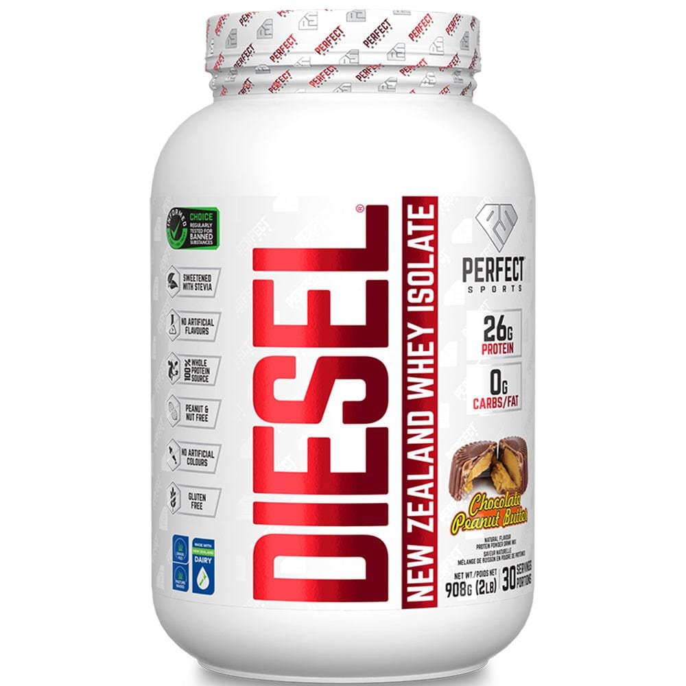 Product photo from eNatural Shopify for Perfect Sports DIESEL® New Zealand Whey Isolate-Chocolate Peanut Butter-2LB