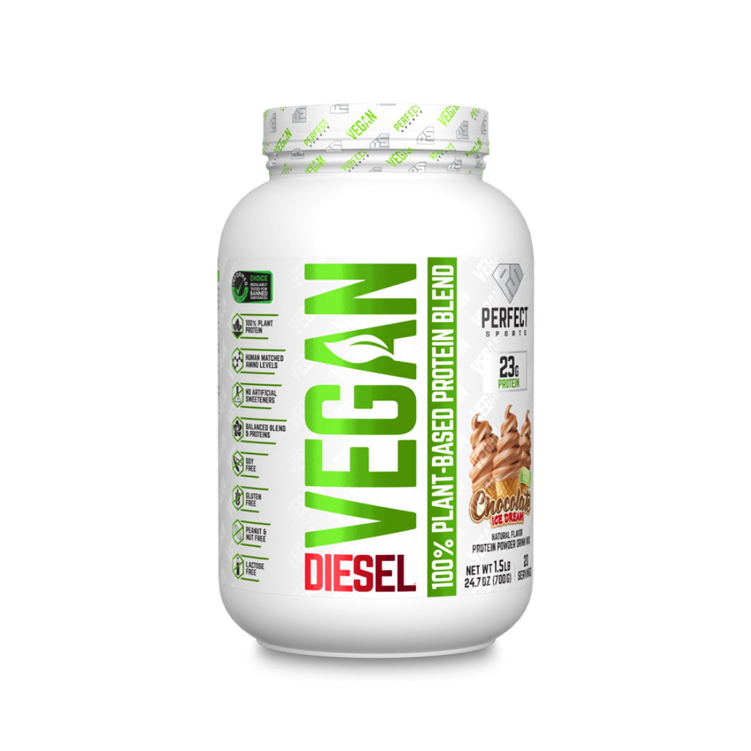 Product photo from eNatural Shopify for Perfect Sports DIESEL® Vegan 100% Plant Based Protein-Chocolate Ice Dream-700G
