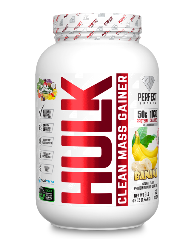 Product photo from eNatural Shopify for Perfect Sports HULK Clean Mass Gainer-Banana 3LB